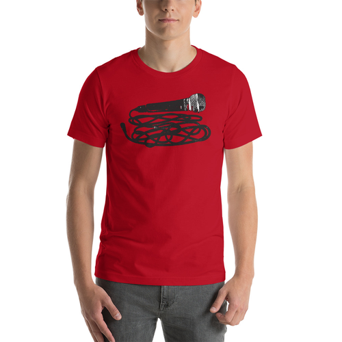 SM58 Mic graphic t-shirt in Red by Blackbird Clothiers Austin, Texas Rock and Roll